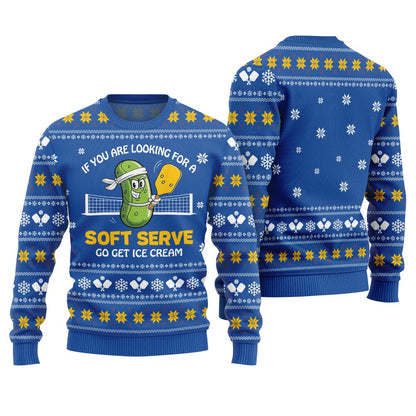 Soft Serve Pickleball Ugly Christmas Sweater