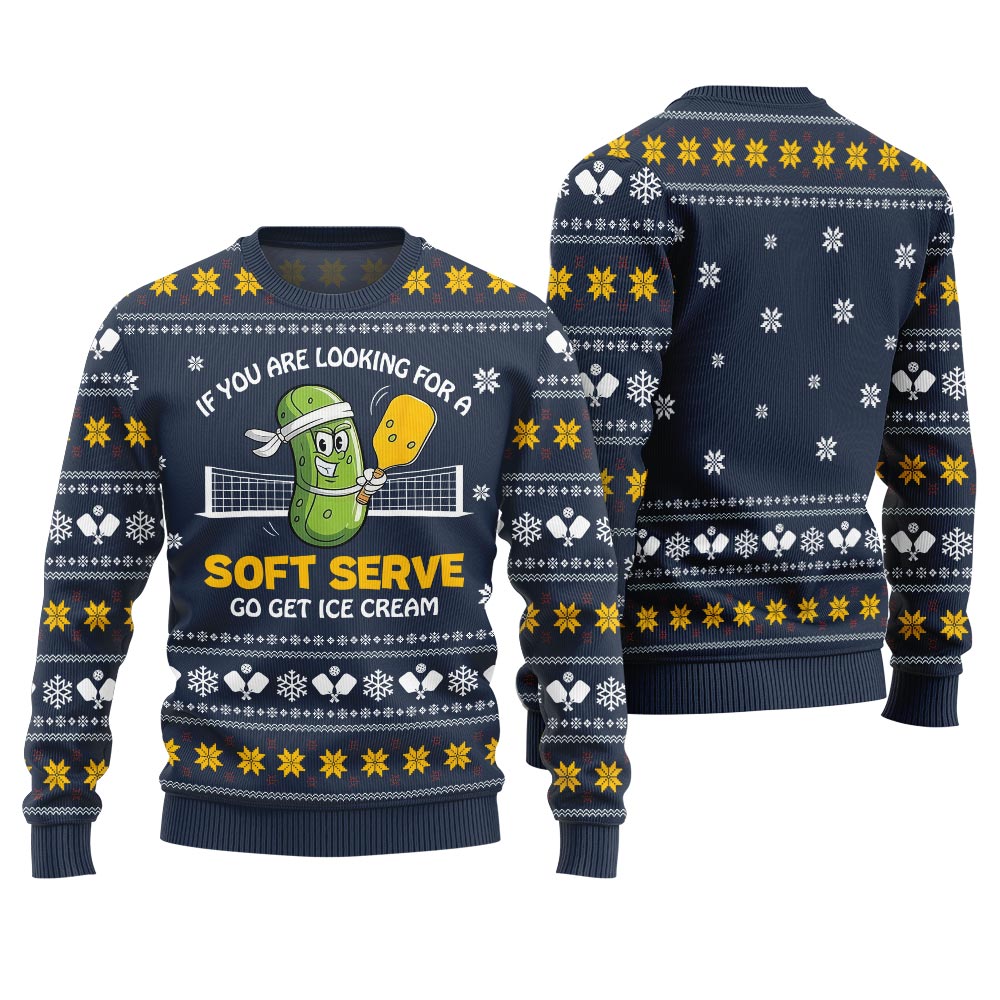 Soft Serve Pickleball Ugly Christmas Sweater