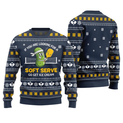 Soft Serve Pickleball Ugly Christmas Sweater