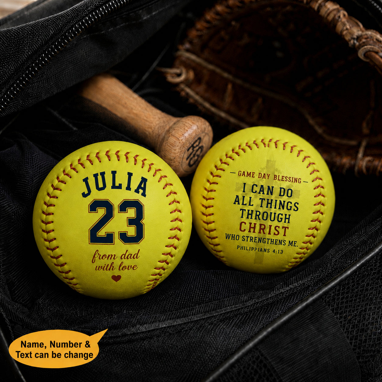 Game Day Blessing I Can Do All Things Through Christ Who Strengthens Me Baseball Softball Balls - Custom Softball  Baseball Balls