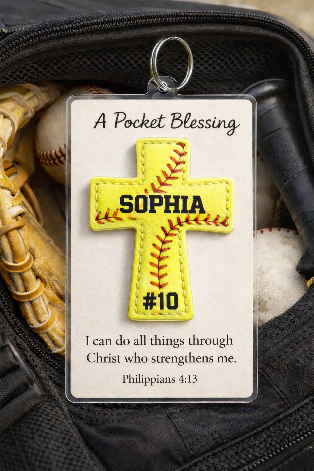 Etiqueta personalizada para bolsa de béisbol de gran oferta Una bendición de bolsillo – Nombre y número de camiseta personalizados