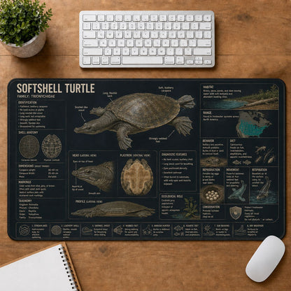 Softshell Turtle Turtle and Tortoise Species Guide Desk Mat | 5To9Vibe