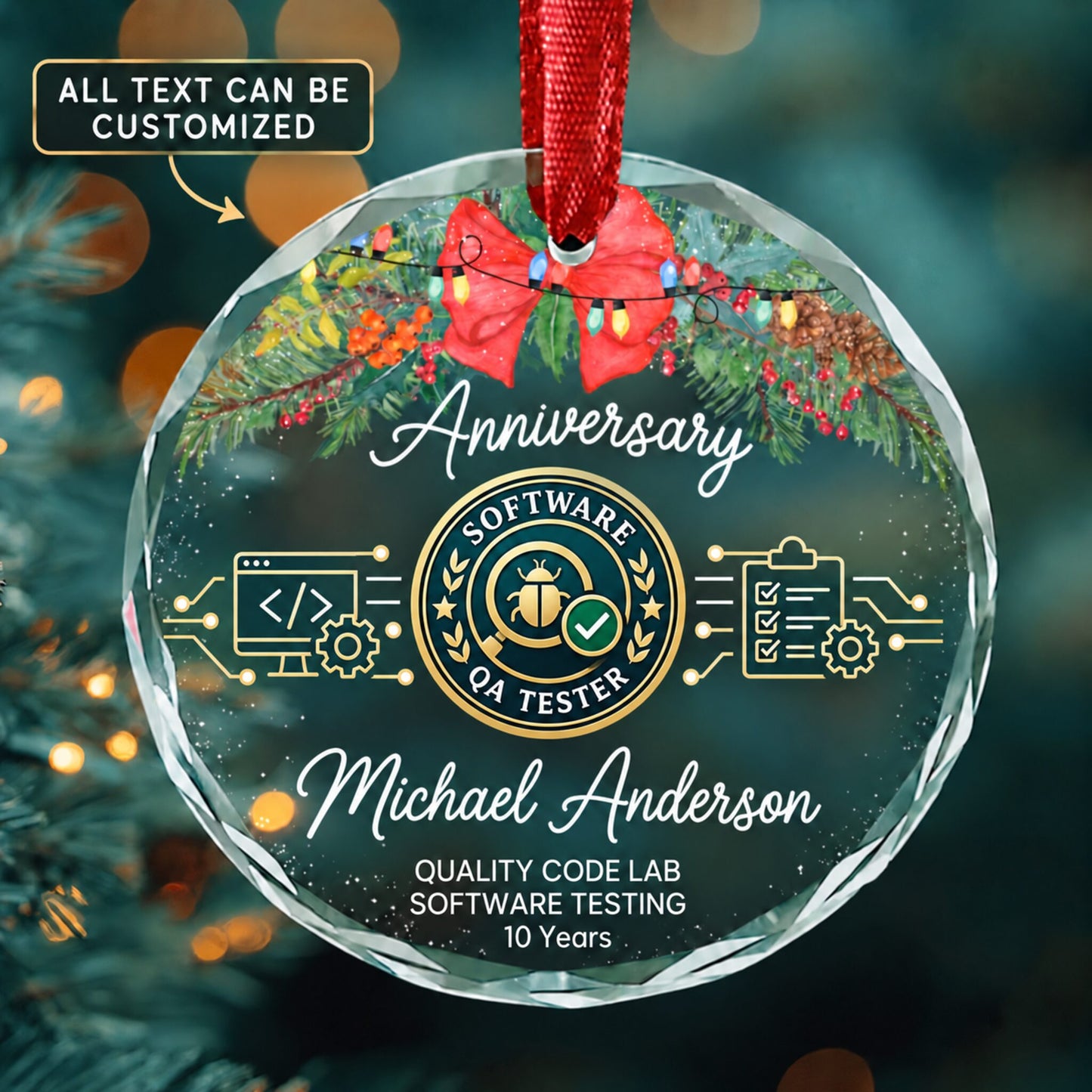 Software Quality Assurance Analysts and Testers Personalized Glass Ornament | 5To9Vibe