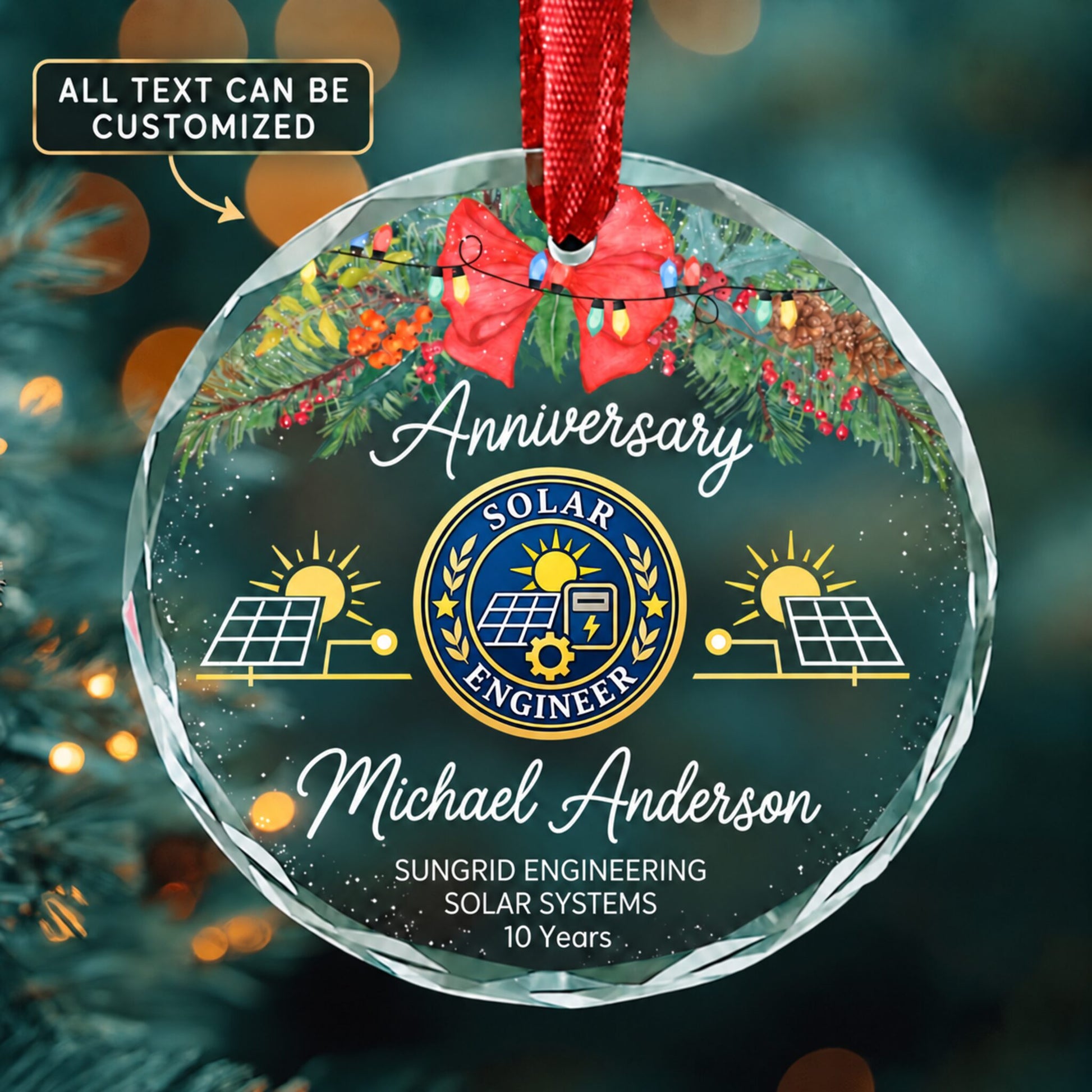 Solar Energy Systems Engineers Personalized Glass Ornament | 5To9Vibe