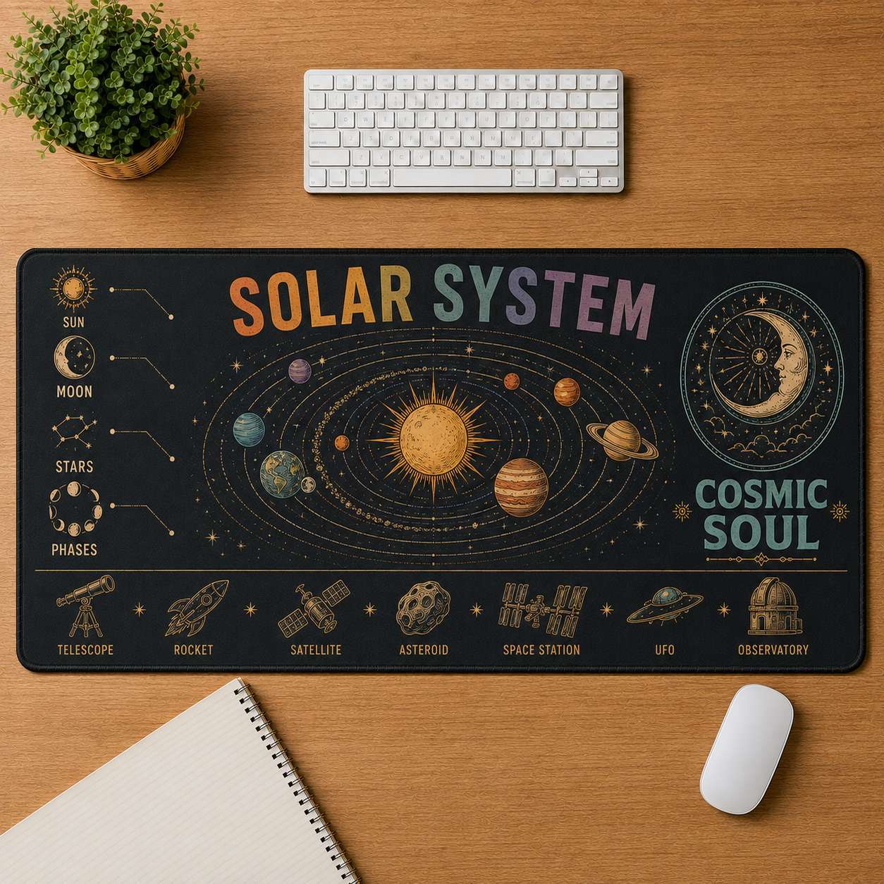 Cosmic Eye Hippie Desk Mat Mouse Pad | 5To9Vibe - Solar System style