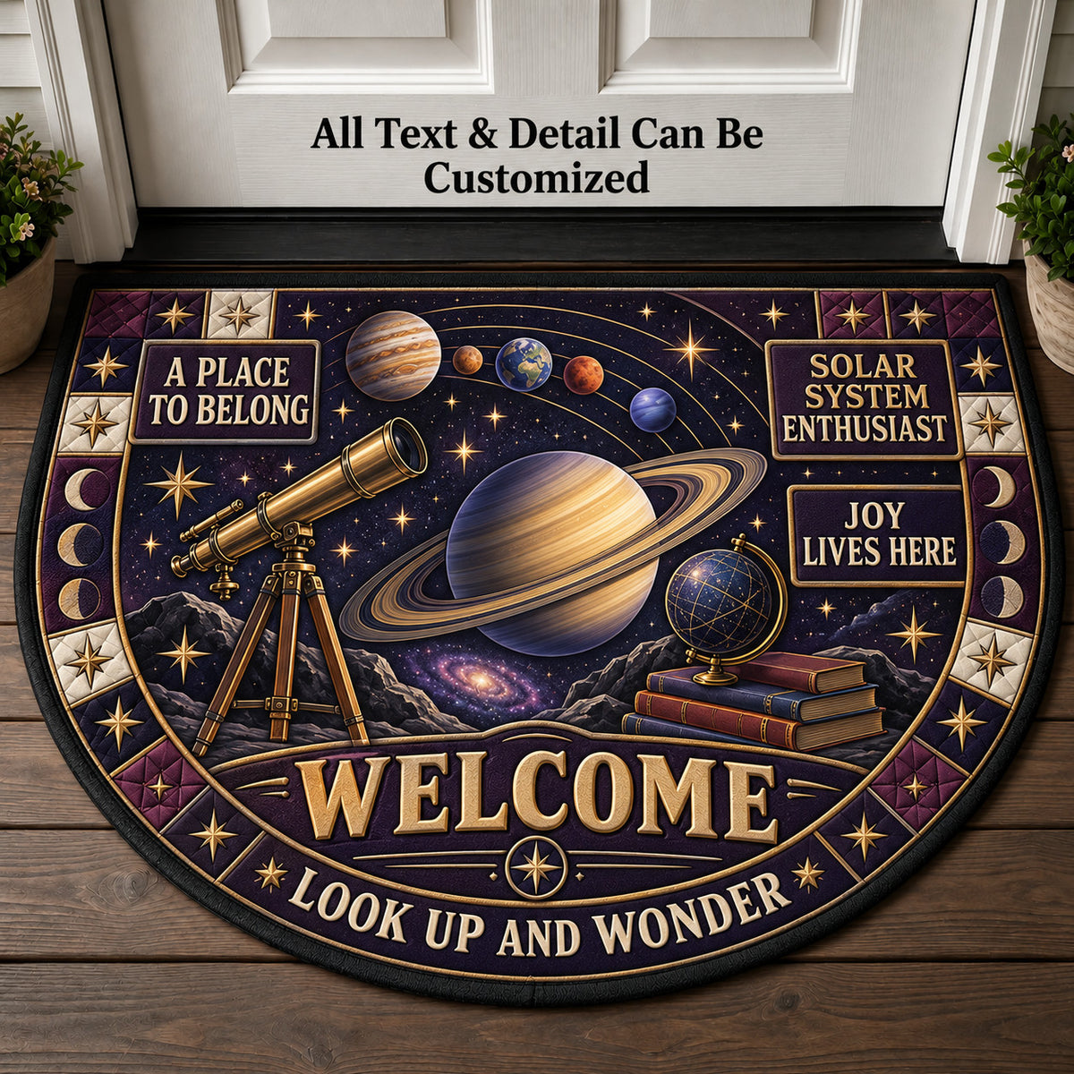 Solar System Enthusiast Personalized Half Round Mat | 5To9Vibe