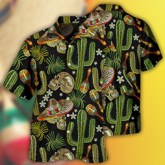 Skull Mexican Skull Black Style - Hawaiian Shirt 