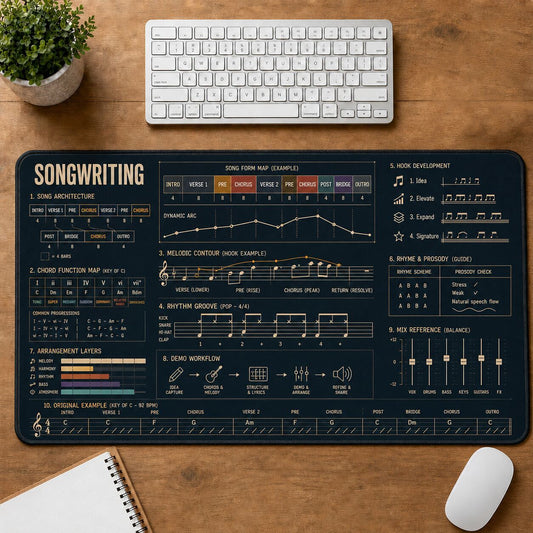 Songwriting Creative Reference Guide Desk Mat | 5To9Vibe