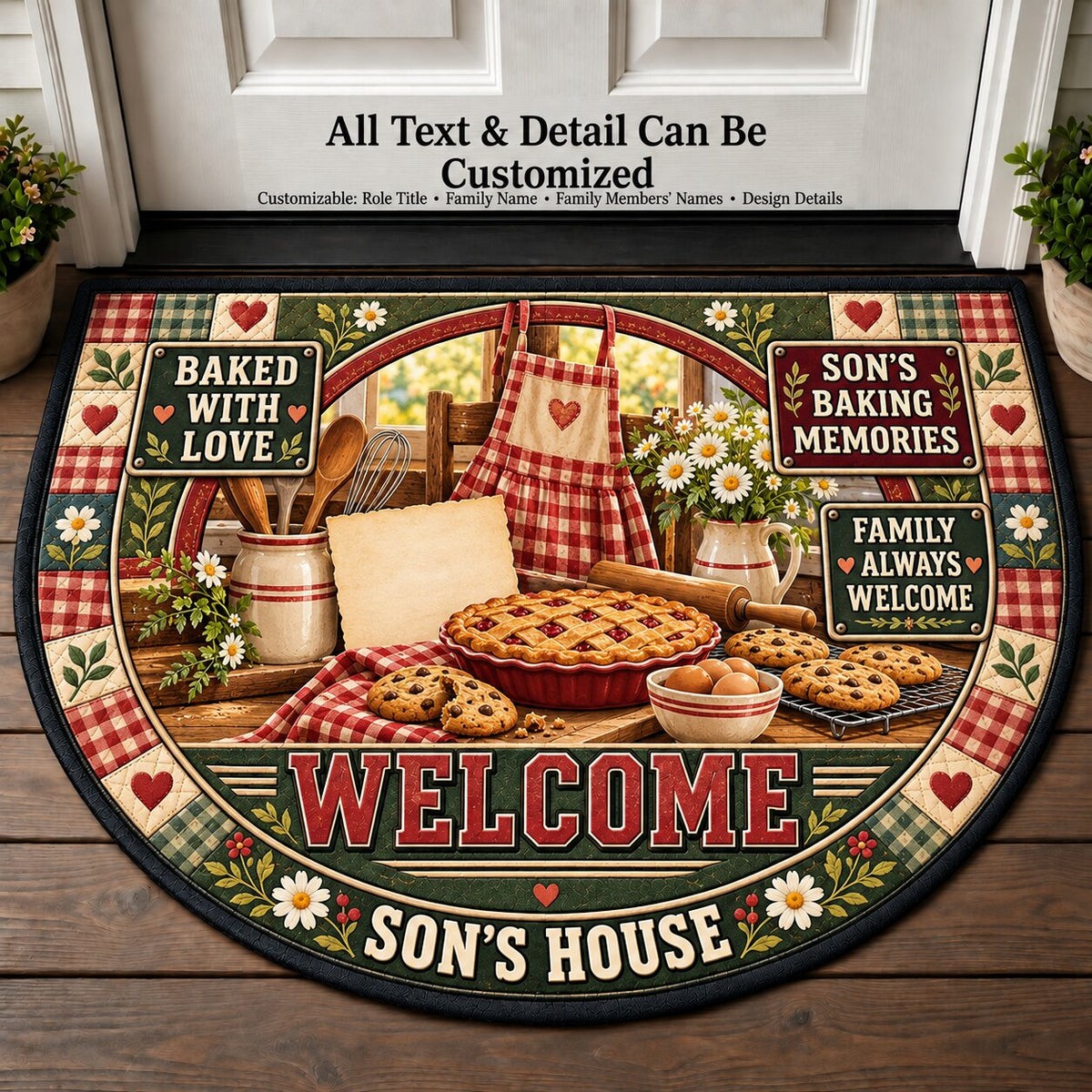 Son's Baking Memories Personalized Half Round Mat | 5To9Vibe