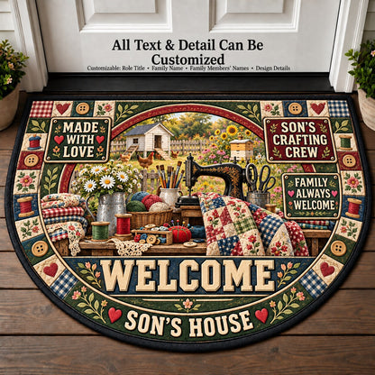 Son's Crafting Crew Personalized Half Round Mat | 5To9Vibe