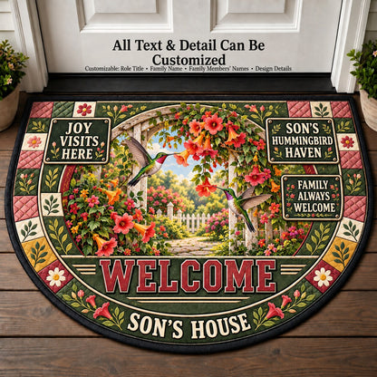 Son's Hummingbird Haven Personalized Half Round Mat | 5To9Vibe