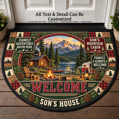Son's Mountain Cabin Personalized Half Round Mat | 5To9Vibe