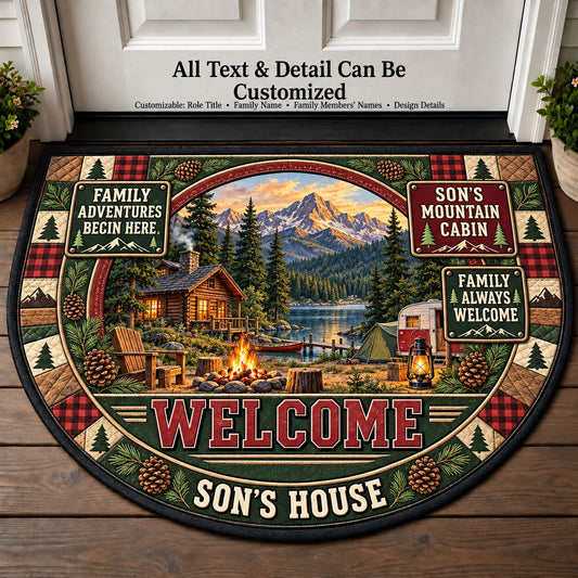 Son's Mountain Cabin Personalized Half Round Mat | 5To9Vibe