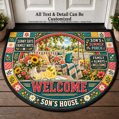 Son's Summer Porch Personalized Half Round Mat | 5To9Vibe