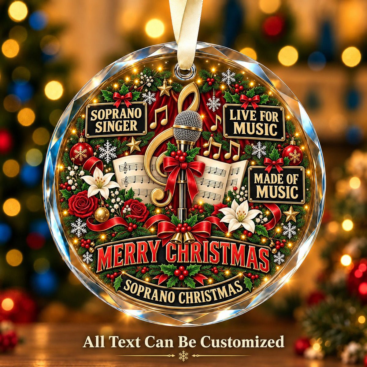 Soprano Singer Personalized Glass Ornament | 5To9Vibe