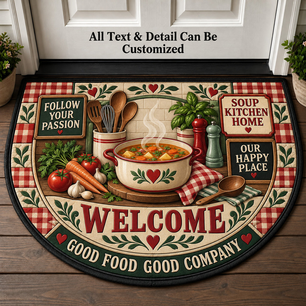 Soup Kitchen Home Personalized Half Round Mat | 5To9Vibe