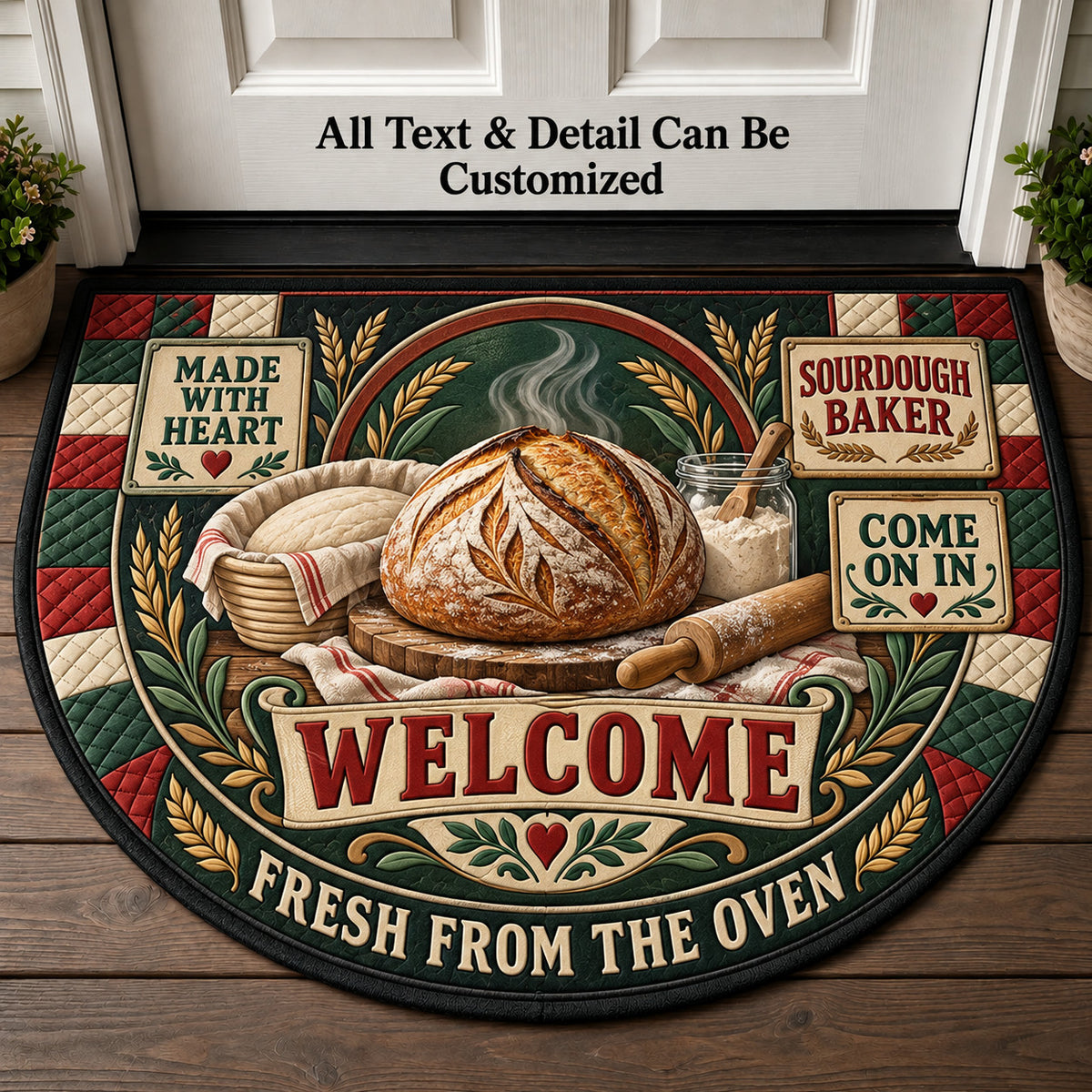 Sourdough Baker Personalized Half Round Mat | 5To9Vibe