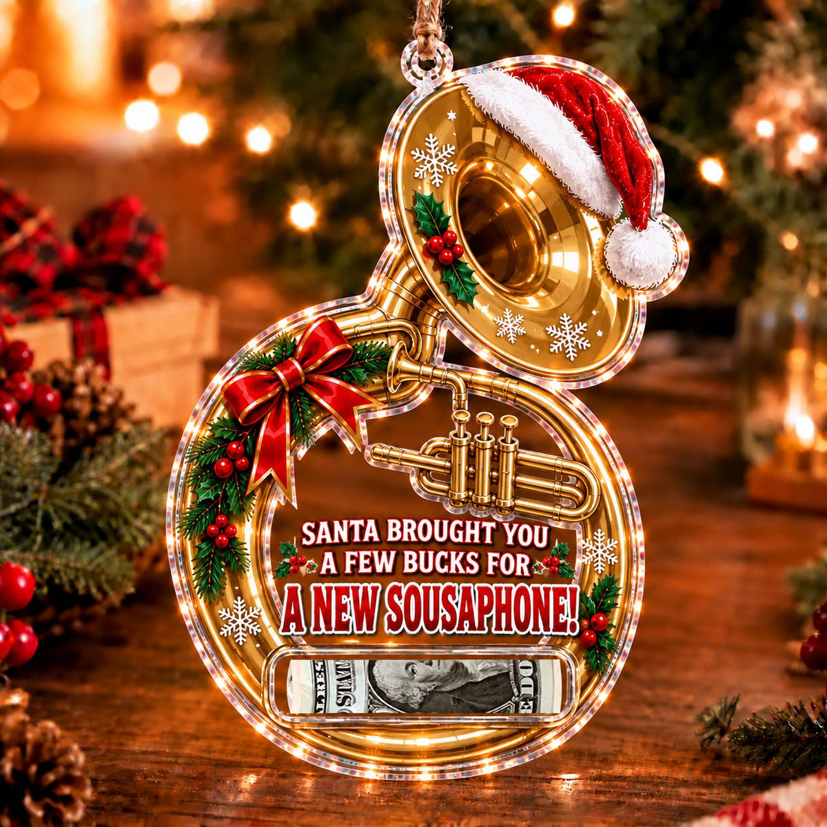 Sousaphone Christmas money holder ornament