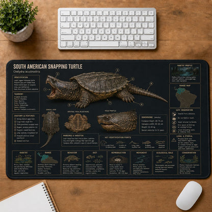 South American Snapping Turtle Turtle and Tortoise Species Guide Desk Mat | 5To9Vibe