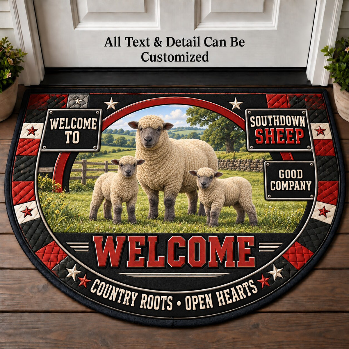 Southdown Sheep Personalized Half Round Mat | 5To9Vibe