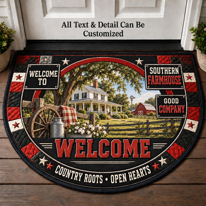 Southern Farmhouse Personalized Half Round Mat | 5To9Vibe