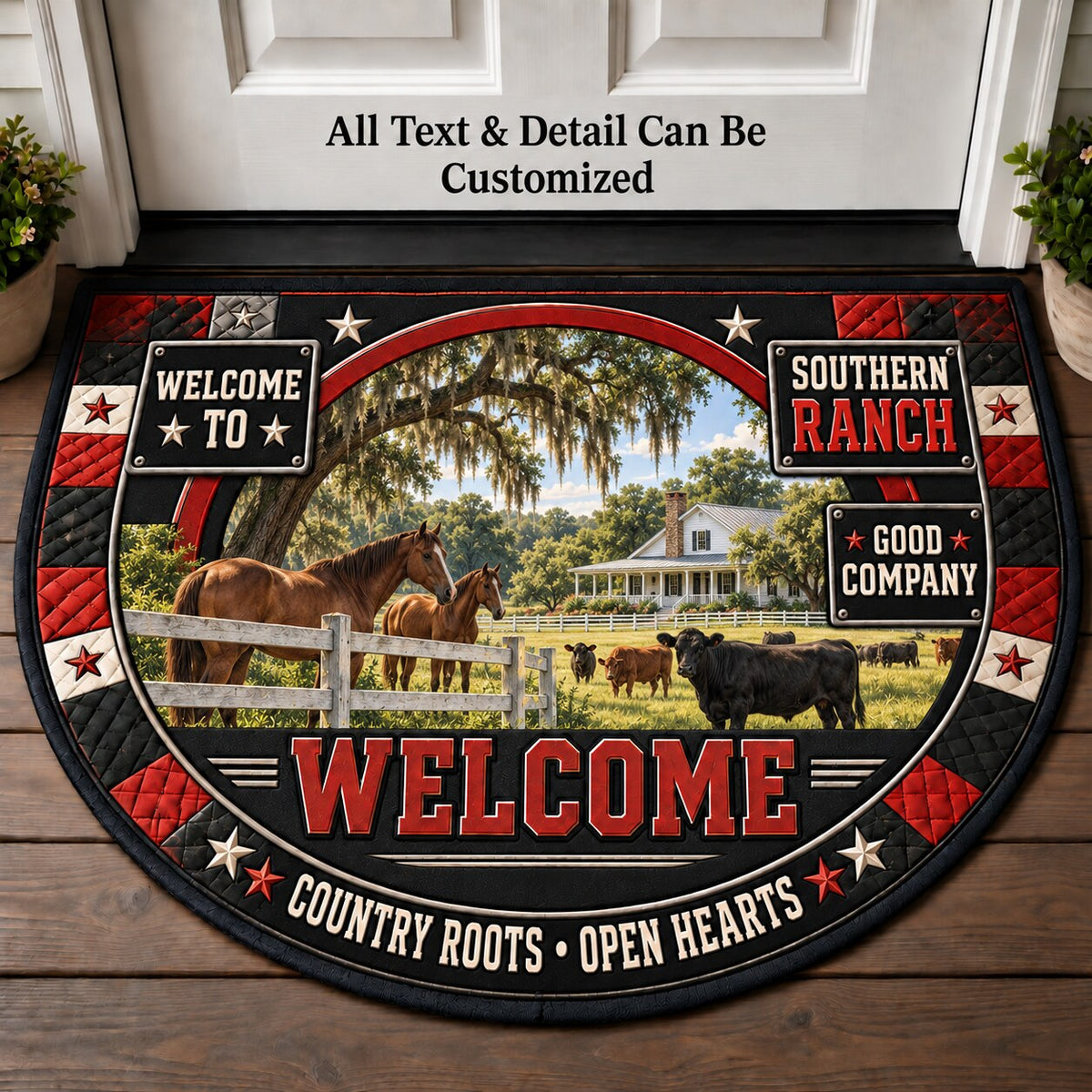Southern Ranch Personalized Half Round Mat | 5To9Vibe