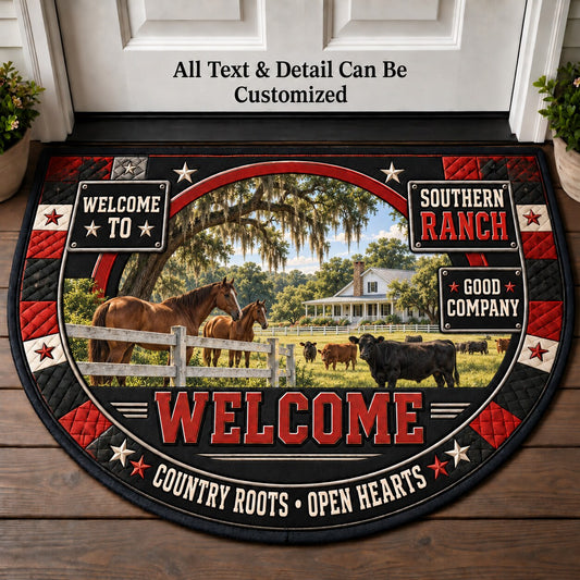Southern Ranch Personalized Half Round Mat | 5To9Vibe