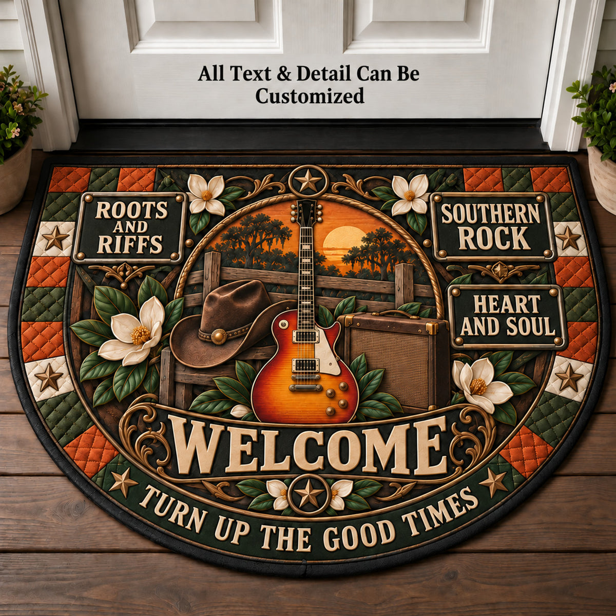Southern Rock Personalized Half Round Mat | 5To9Vibe