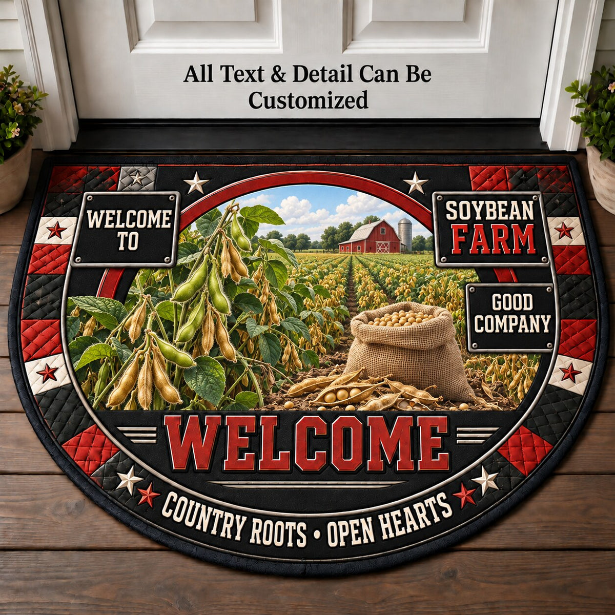 Soybean Farm Personalized Half Round Mat | 5To9Vibe