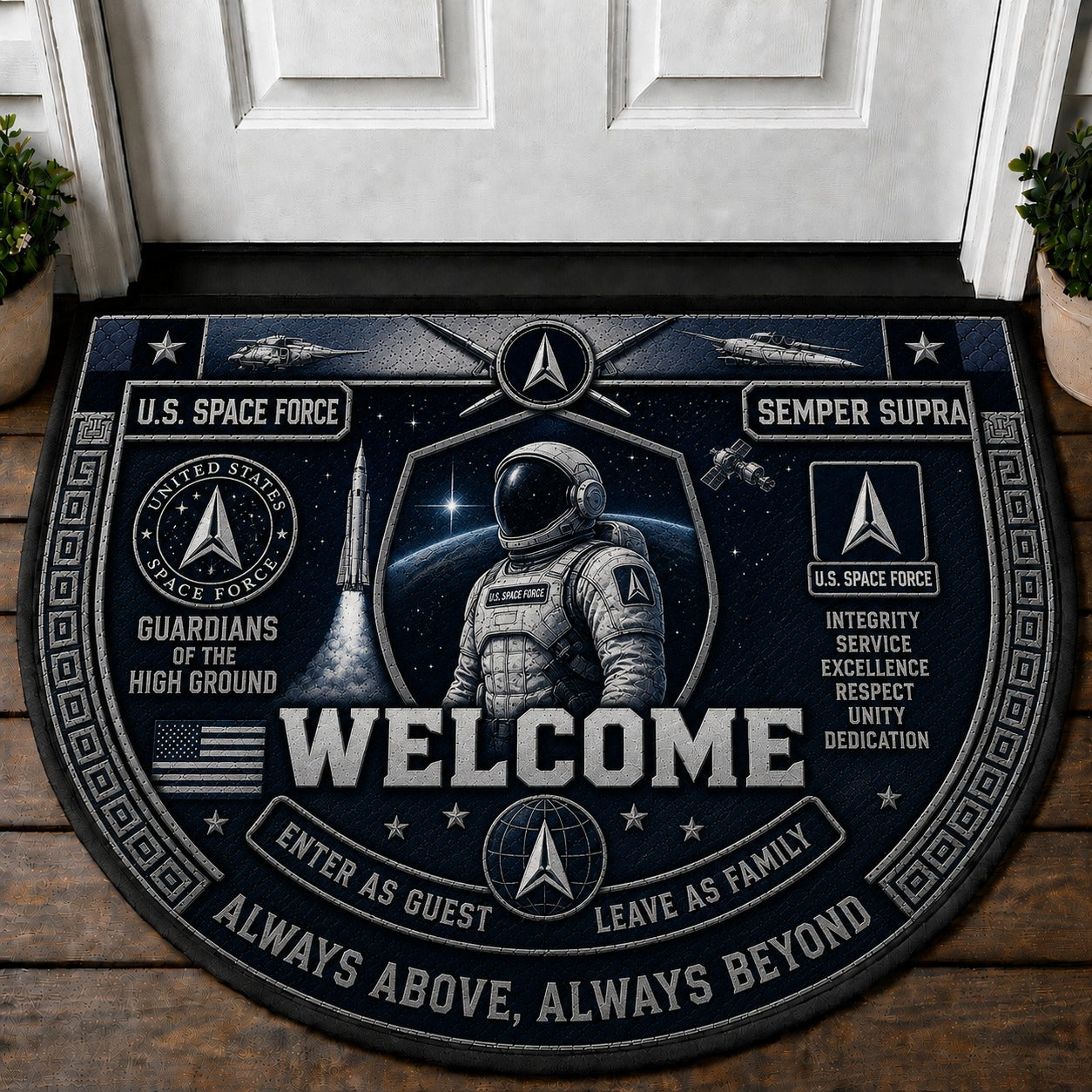 US Military Pride Quilted Print Premium Welcome Mat – Personalized Doormat