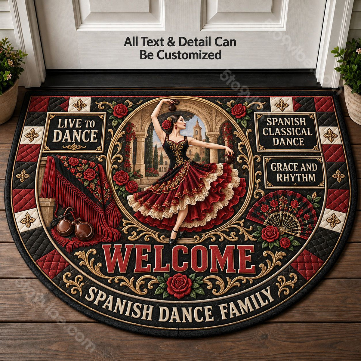 Spanish Classical Dance Personalized Half Round Mat | 5To9Vibe