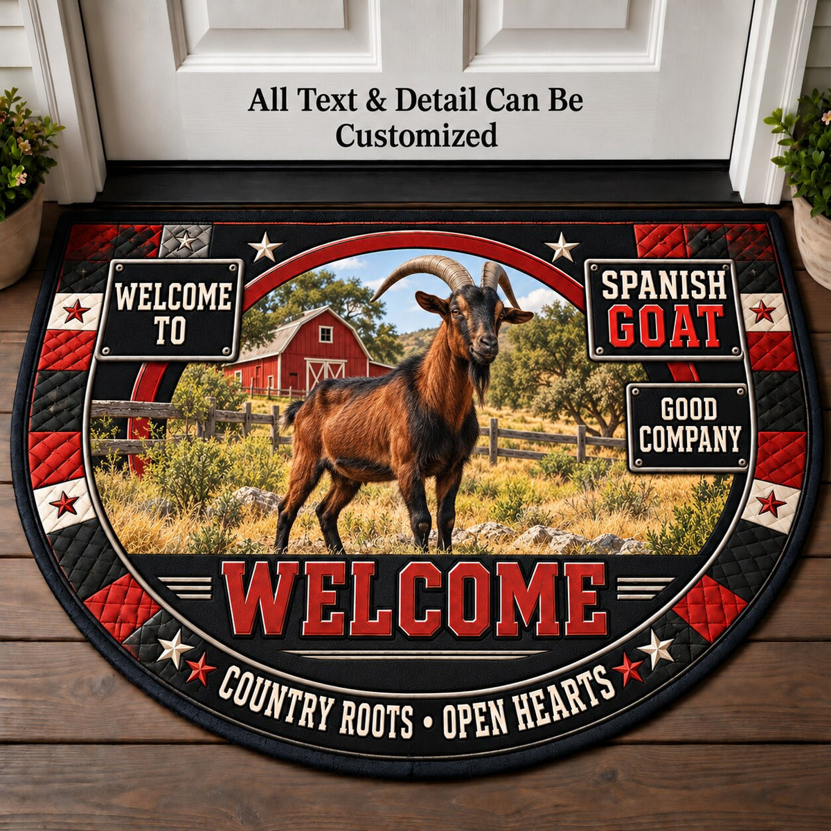 Spanish Goat Personalized Half Round Mat | 5To9Vibe