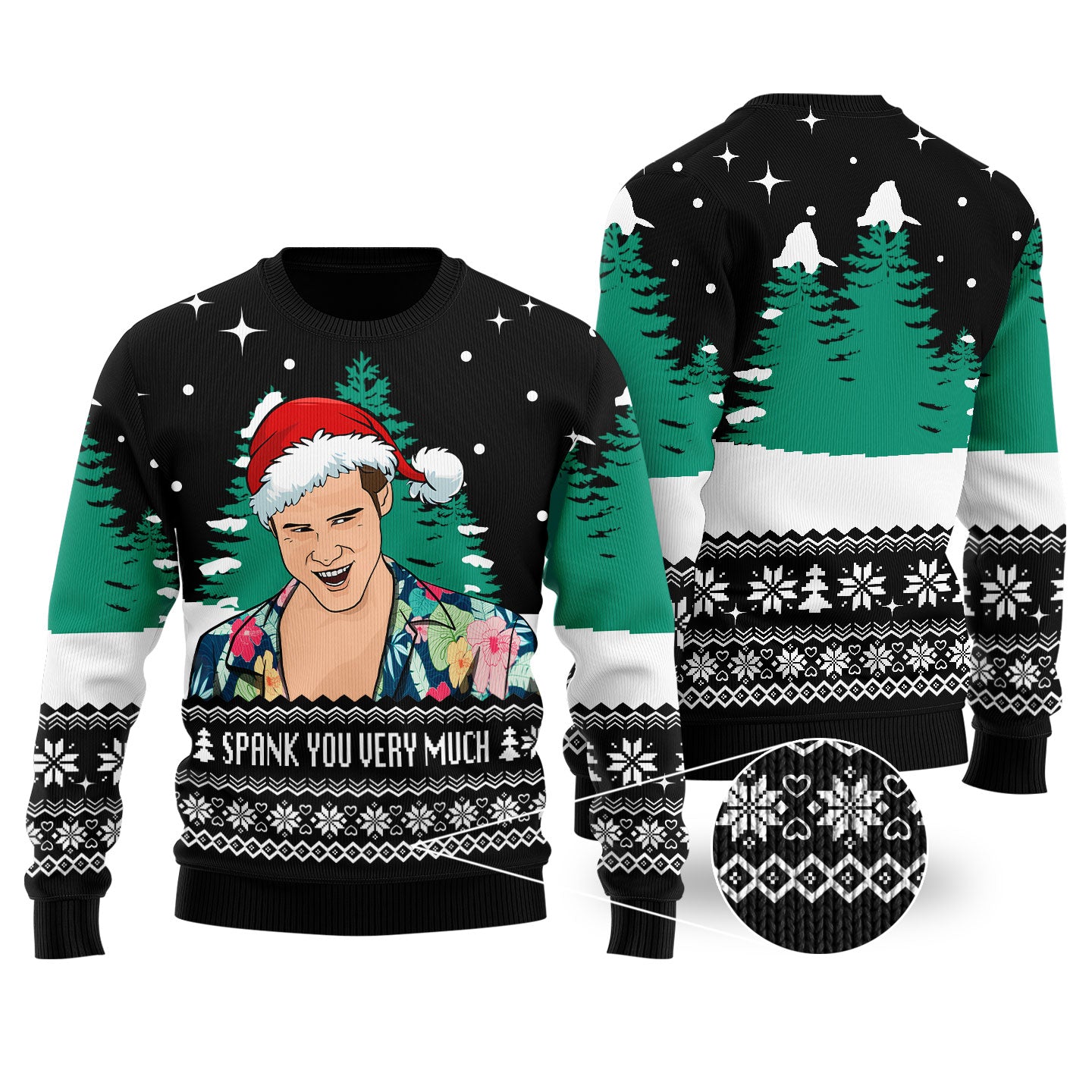 Spank You Very Much Ace Venture Pet Detective Christmas Sweater Black