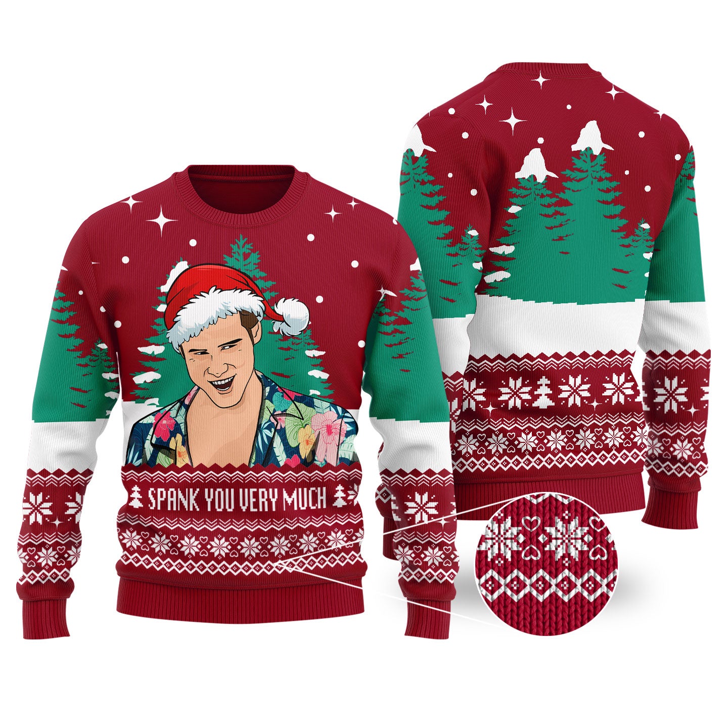 Spank You Very Much Ace Venture Pet Detective Christmas Sweater Cardinal Red