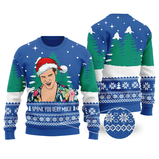 Spank You Very Much Ace Venture Pet Detective Christmas Sweater Royal