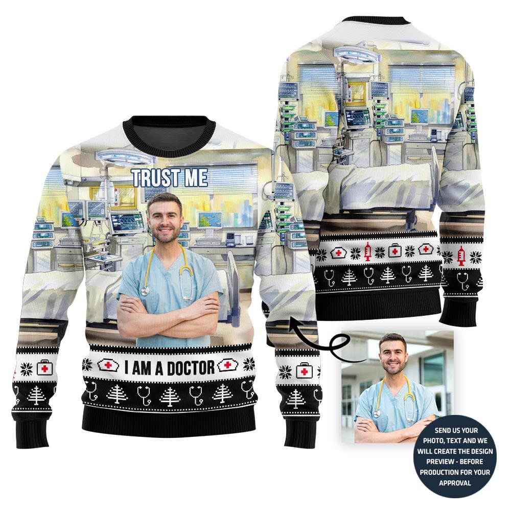 Special Custom Doctor Picture Ugly Xmas Sweater For Men