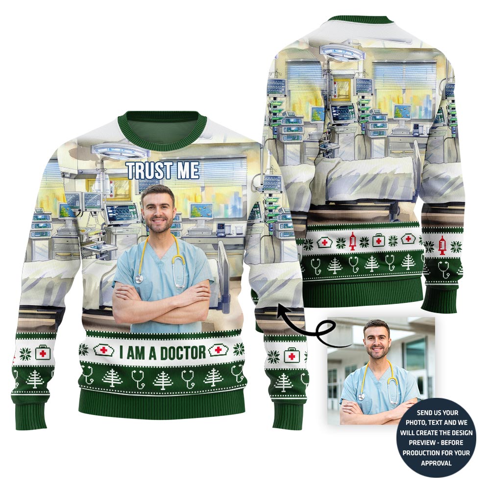 Special Custom Doctor Picture Ugly Xmas Sweater For Men