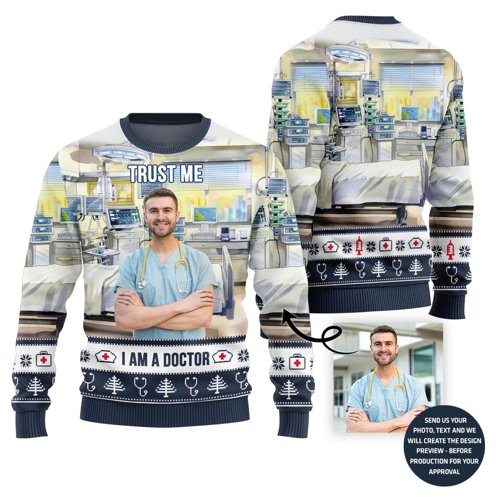 Special Custom Doctor Picture Ugly Xmas Sweater For Men
