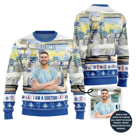 Special Custom Doctor Picture Ugly Xmas Sweater For Men