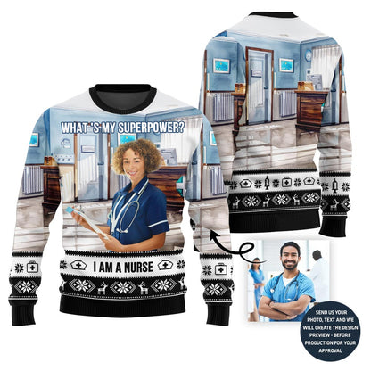 Special Custom Face Nurse Ugly Xmas Sweater For Women