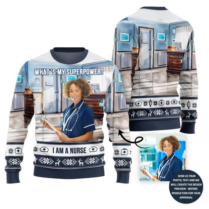 Special Custom Face Nurse Ugly Xmas Sweater For Women
