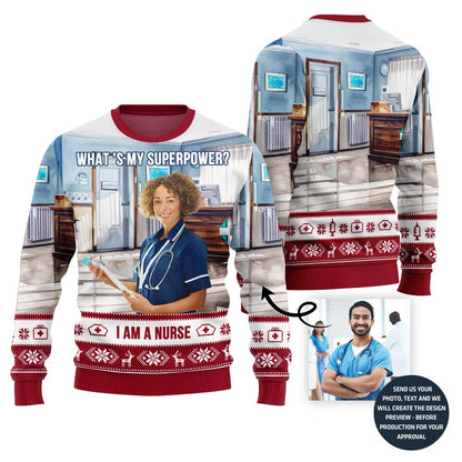 Special Custom Face Nurse Ugly Xmas Sweater For Women
