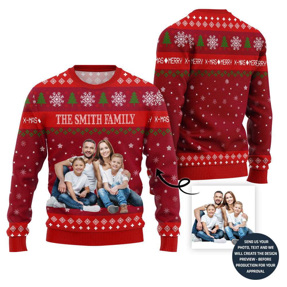 Special Custom Family Picture Ugly Xmas Sweater