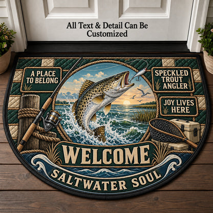 Speckled Trout Angler Personalized Half Round Mat | 5To9Vibe