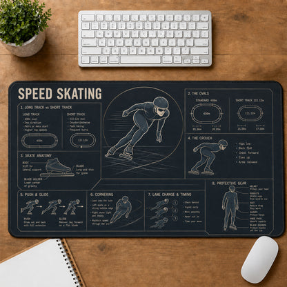 Speed Skating Sports Visual Guide Desk Mat | 5To9Vibe