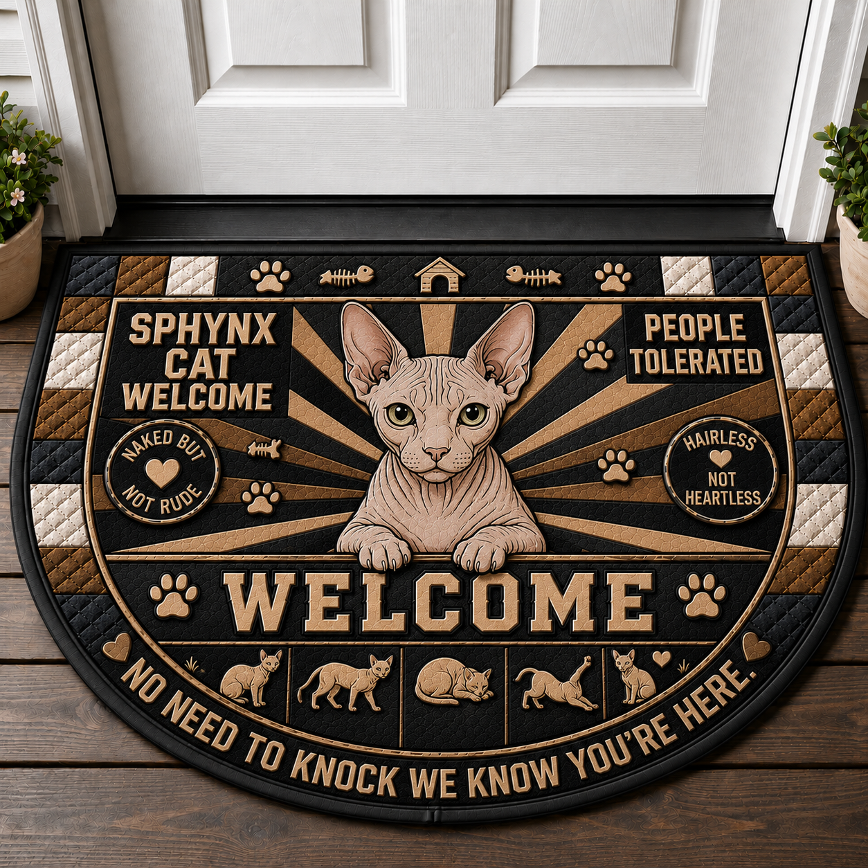 Indoor Cat Lives Here Doormat - Funny Cat Bedtime Welcome Mat - 5to9vibe