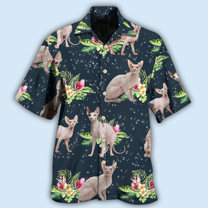 Cat Tropical Floral Sphynx Cat - Hawaiian Shirt 