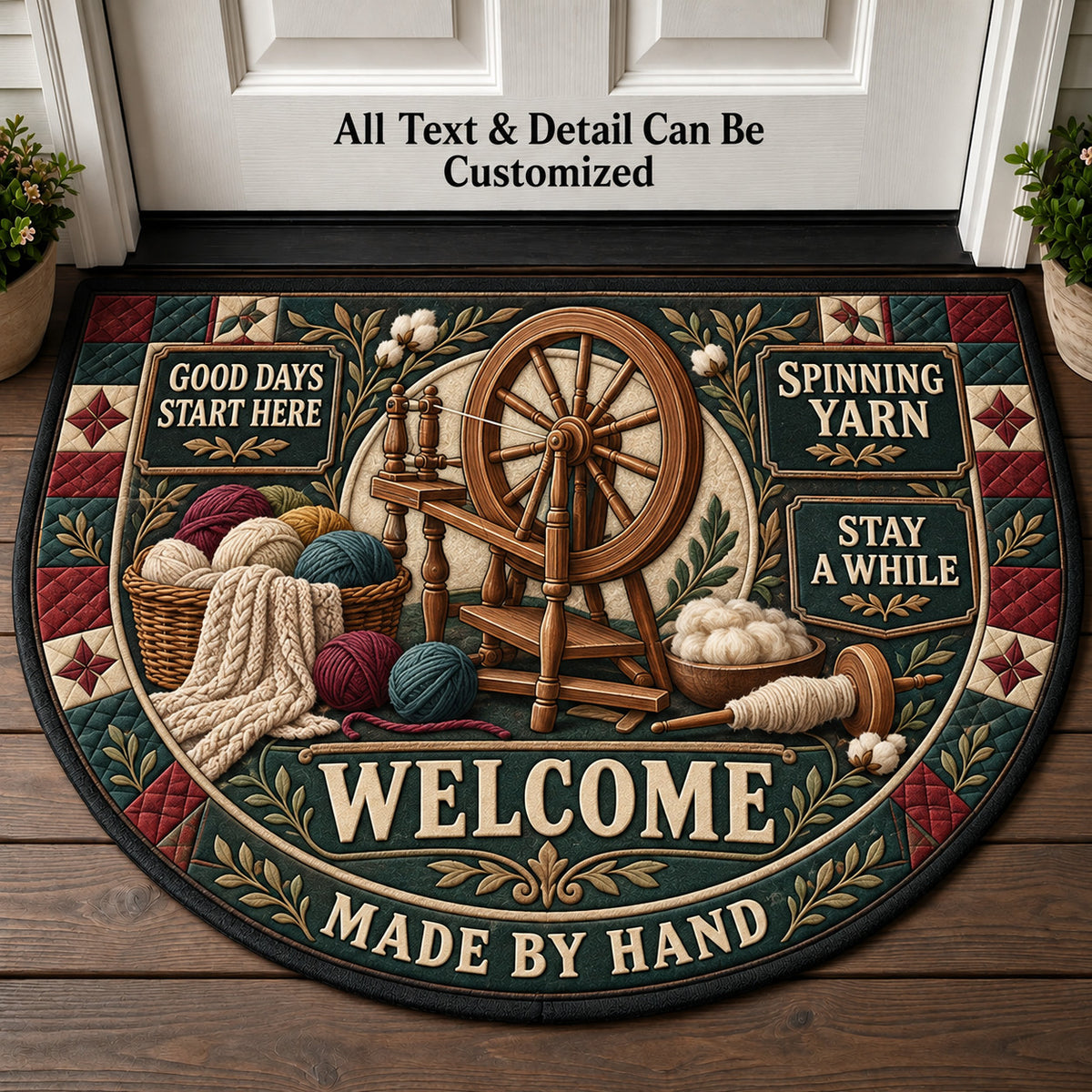 Spinning Yarn Personalized Half Round Mat | 5To9Vibe