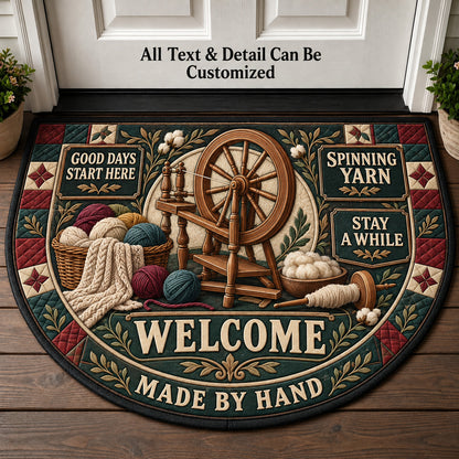 Spinning Yarn Personalized Half Round Mat | 5To9Vibe