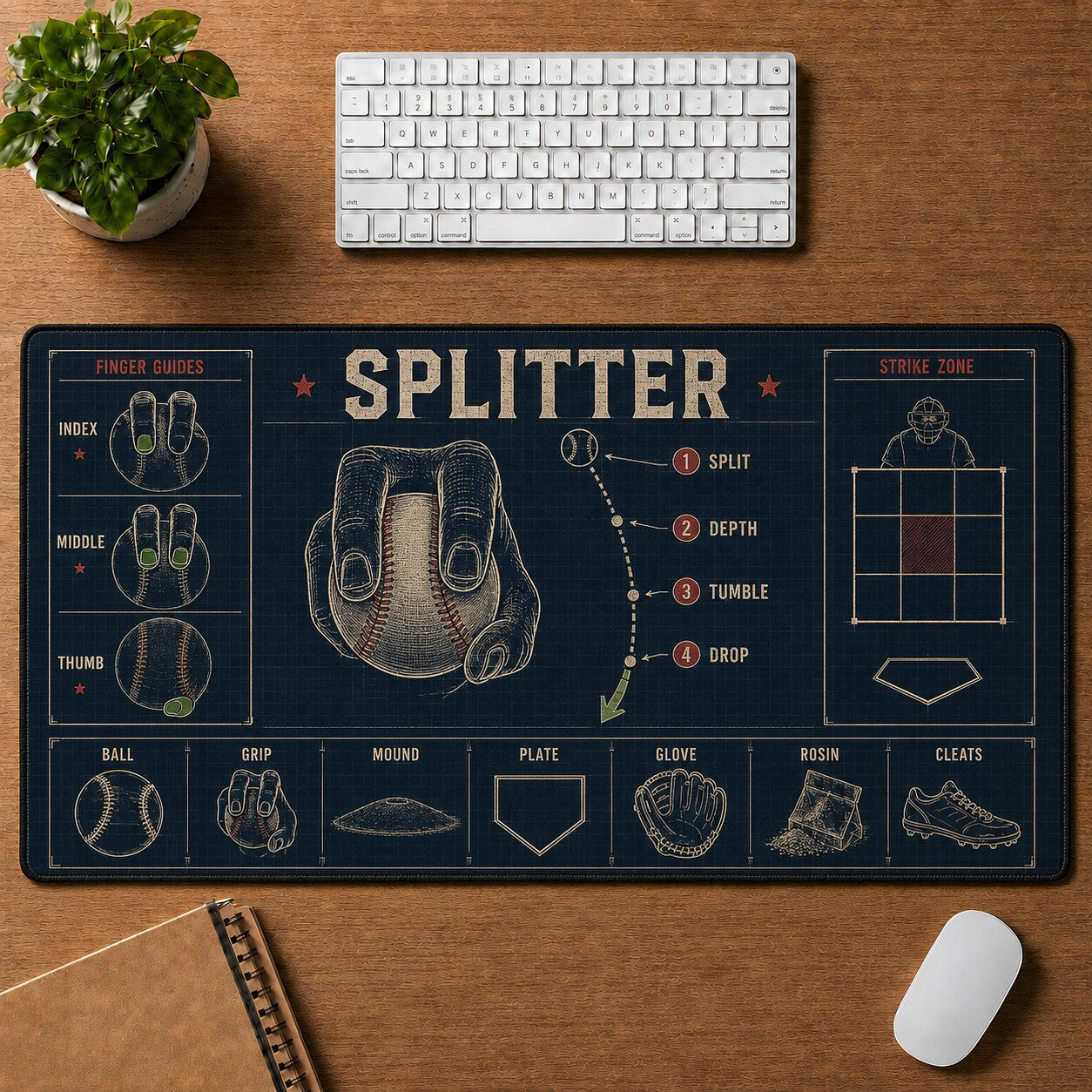 Splitter Baseball Blueprint Desk Mat | 5To9Vibe